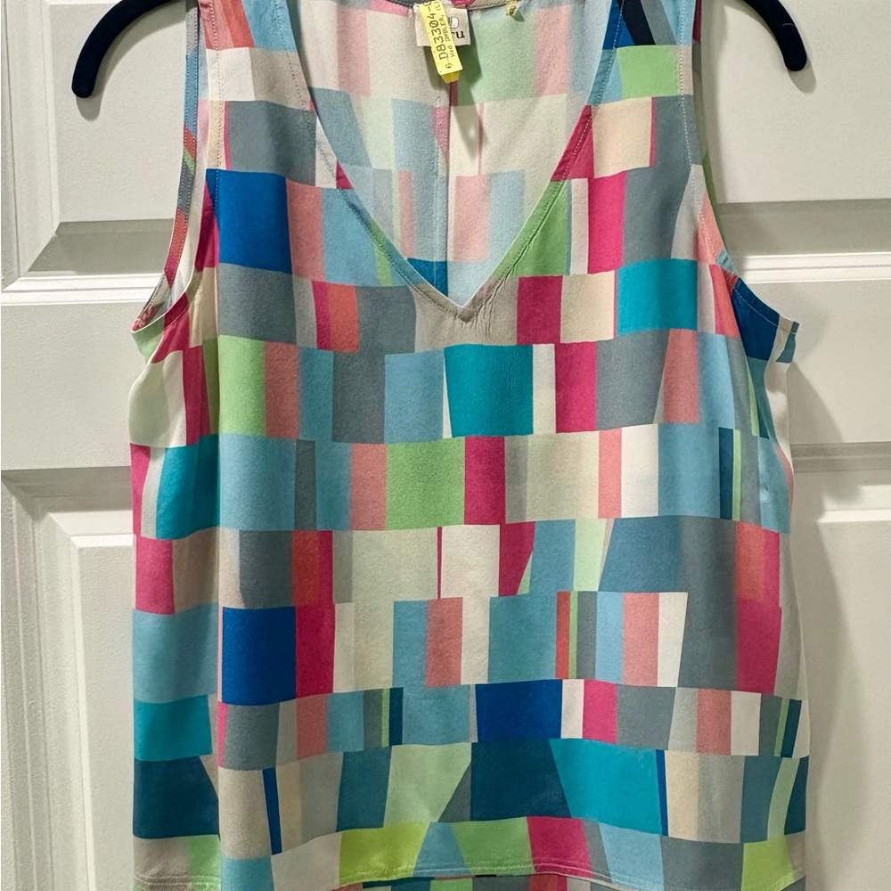 Ecru Multicolor Geometric Tank Top